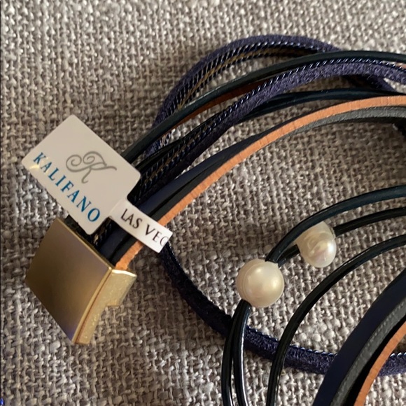 Kalifano wrap bracelet navy leather. NWT. - Picture 2 of 4